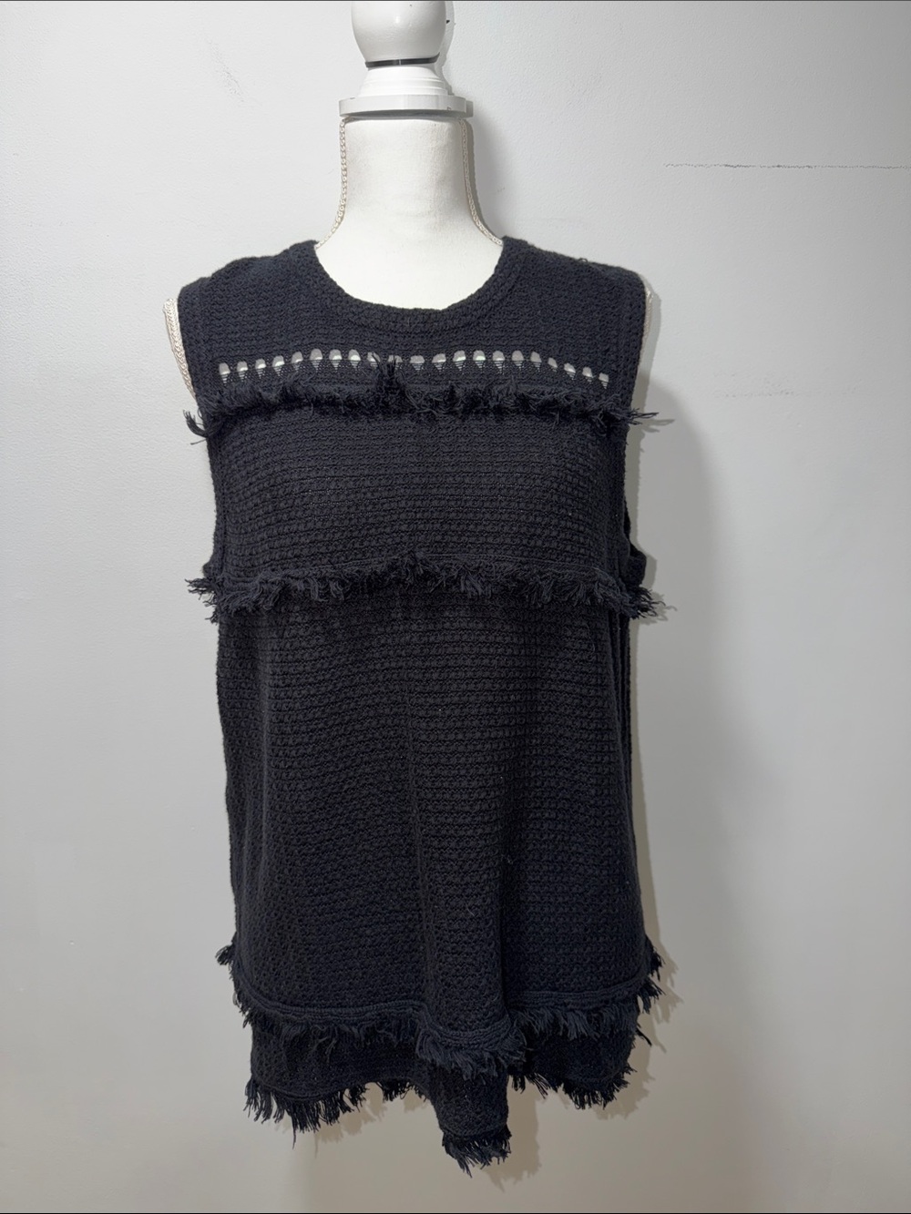 J. Crew Crochet Fringeβ Sweater Tank Top Women XXL Office Contemporary Evening